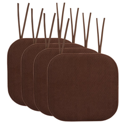 Honeycomb Memory Foam Non-Slip 16" x 16" Chair Cushion Pad with Ties
