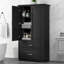 Grande armoire de rangement pour salle de bain avec deux portes, tiroirs, tablettes réglables et panneau de fibres à densité moyenne-1315737269