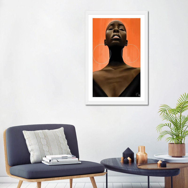 «Monarch» par Tafari Mills - impression d'art graphique, Papier encadré blanc, Blanc, H 32 po x l 24 po x P 1 po