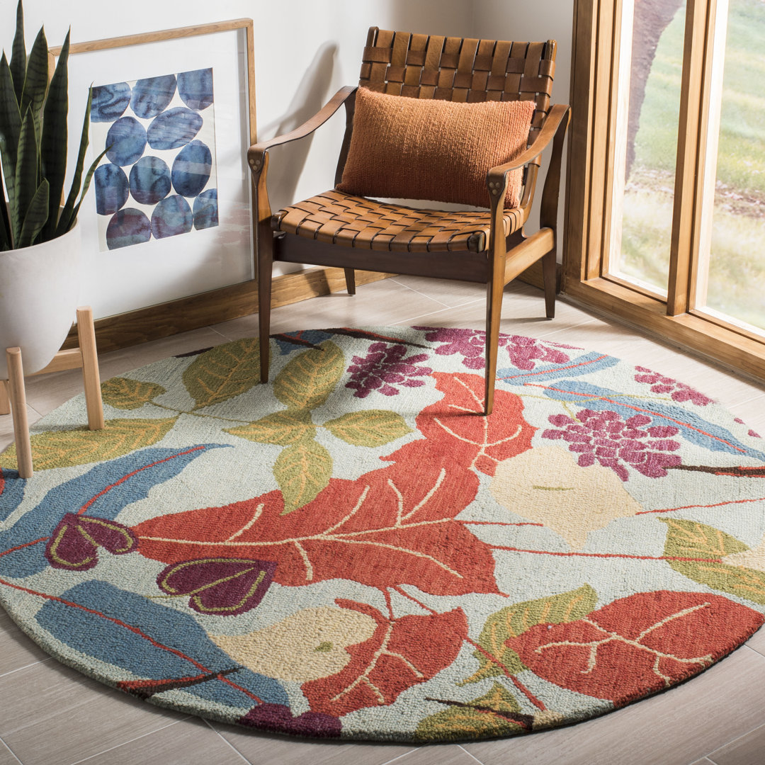 Emrick Hand Hooked Wool Floral Rug Winston Porter Rug 