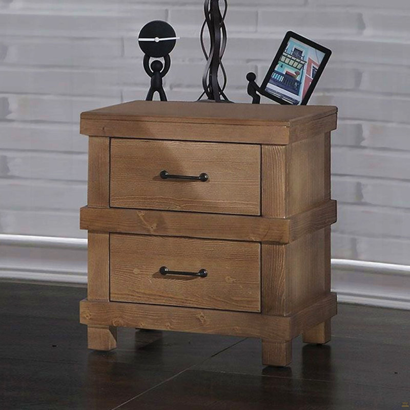 Wooden Nightstand With 2 Drawers