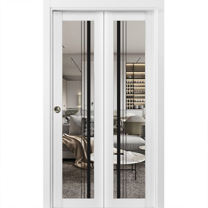 Porte pliante à panneaux en bois, 64 po x 80 po