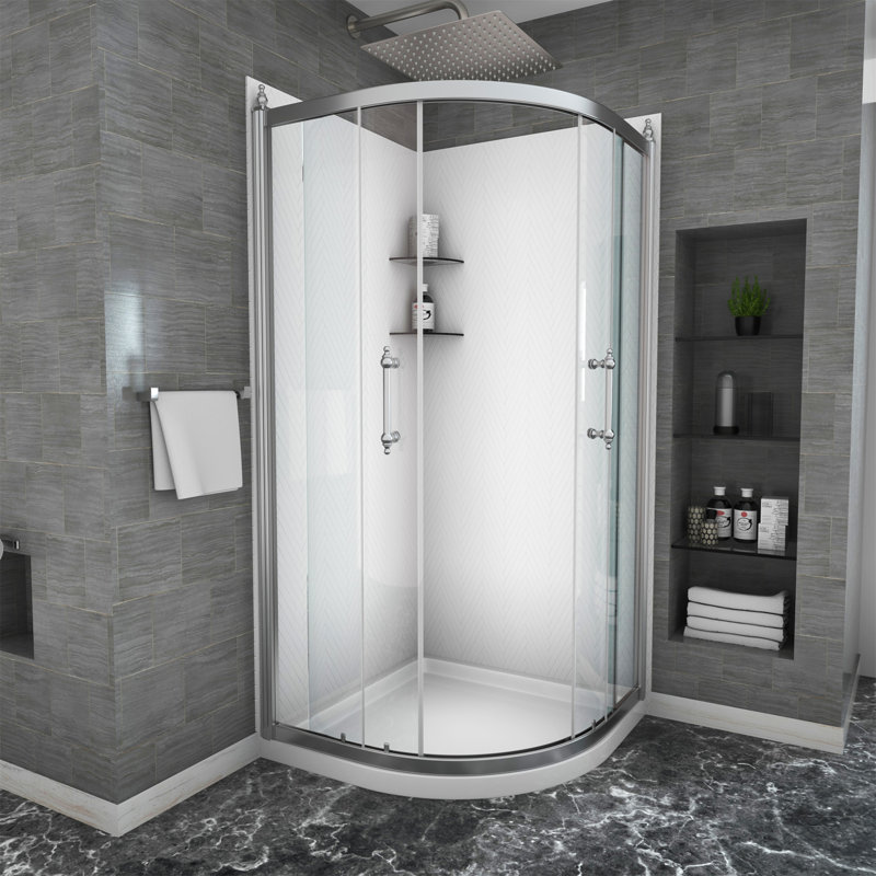 Porte de douche 36 po x 72 po avec cabine de douche encadrée en chrome
