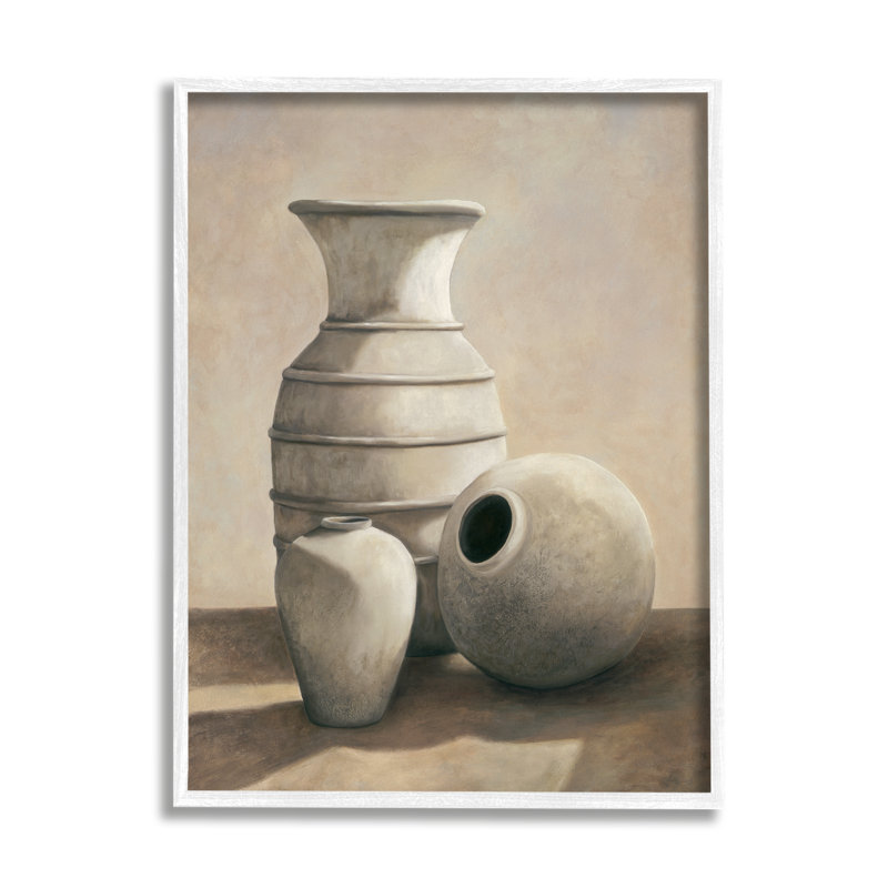 Vases en céramique sépia, H 16 po x l 16 po x P 1,5 po, Giclée encadrée blanc bord de mer