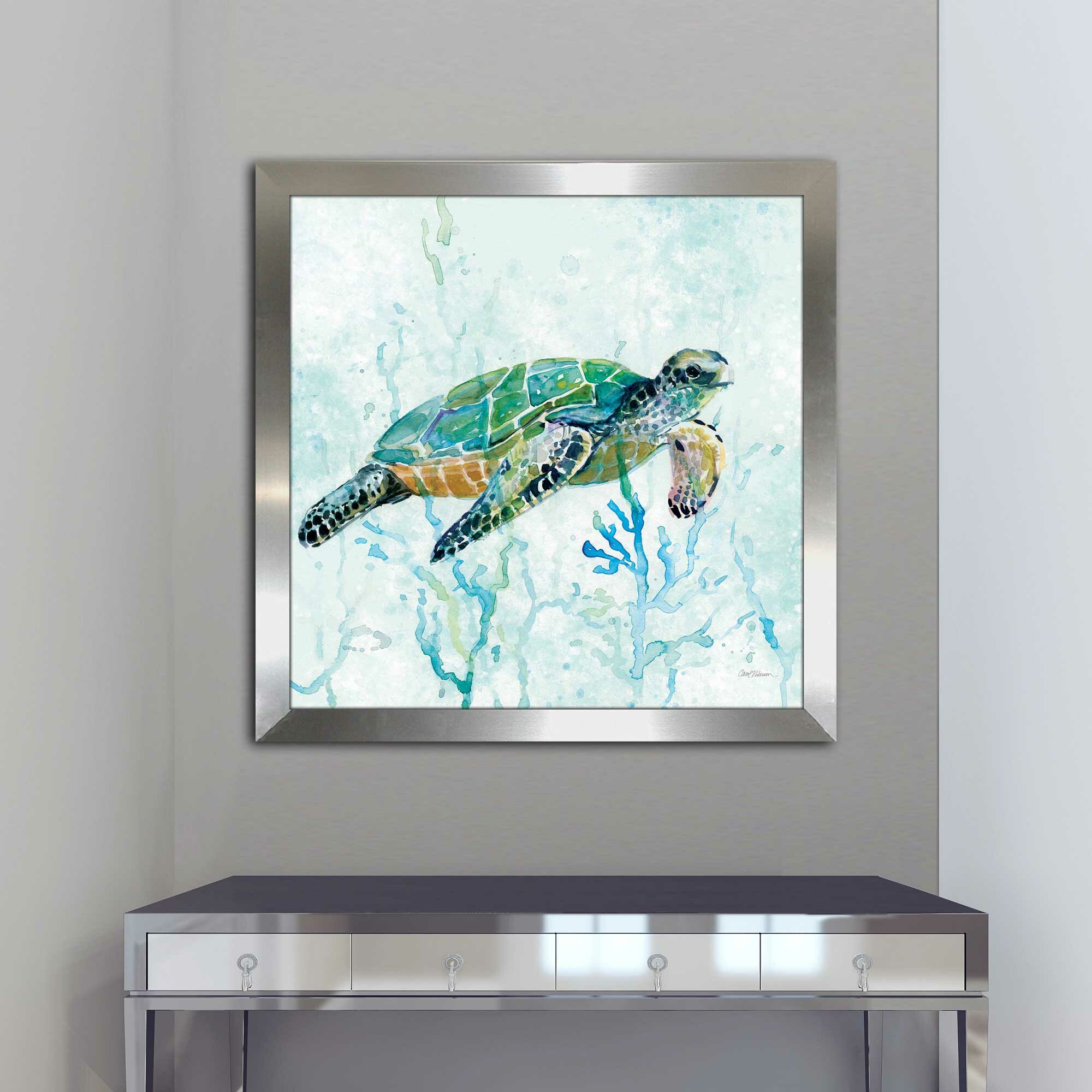 Beachcrest Home Seaglass Turtle I Framed On Canvas 2 Pieces Print & Reviews