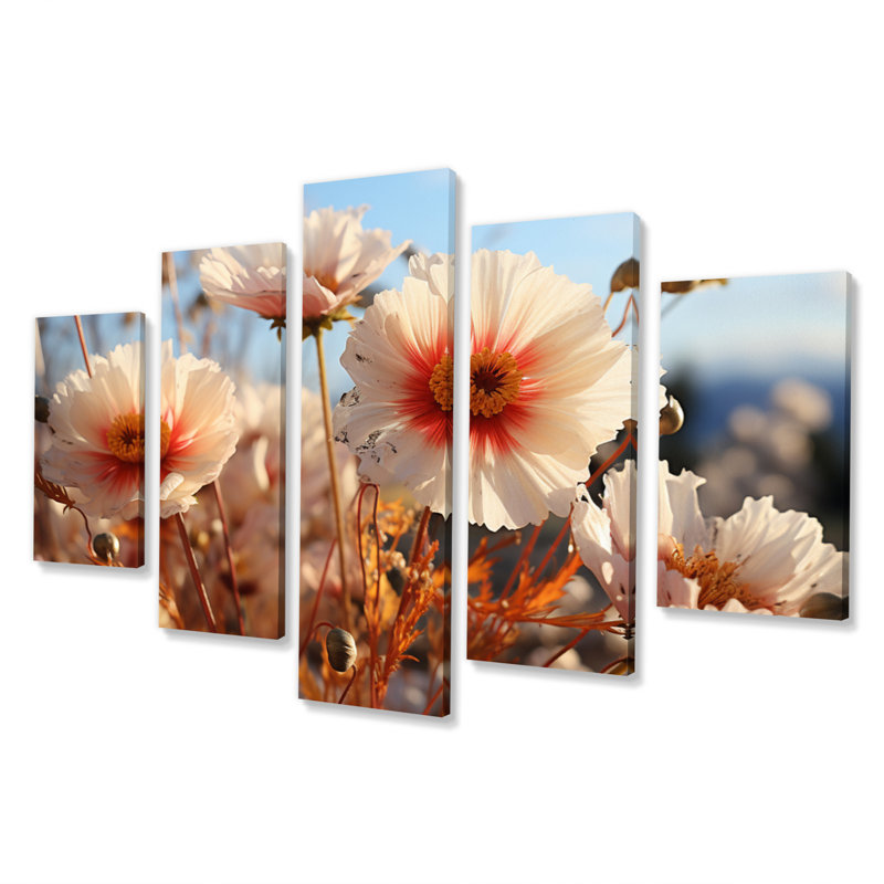Magnifique champ de fleurs saisonnier - impression sur toile florale - 5 panneaux