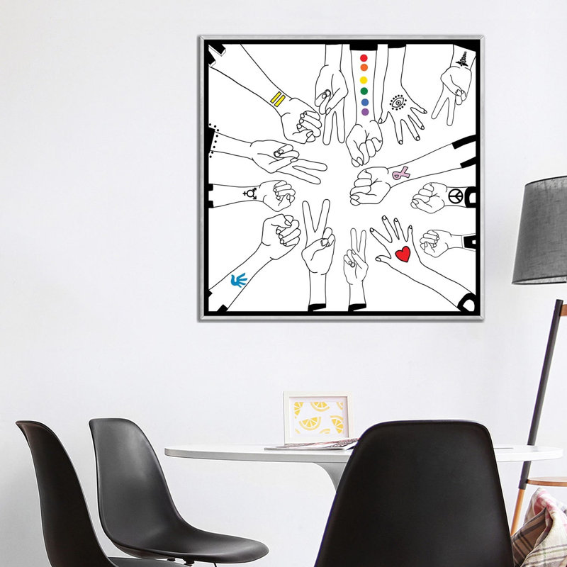 " Together " by Notsniw Art, 37" H x 37" W x 1.5" D, Silver Framed Canvas, No Mat