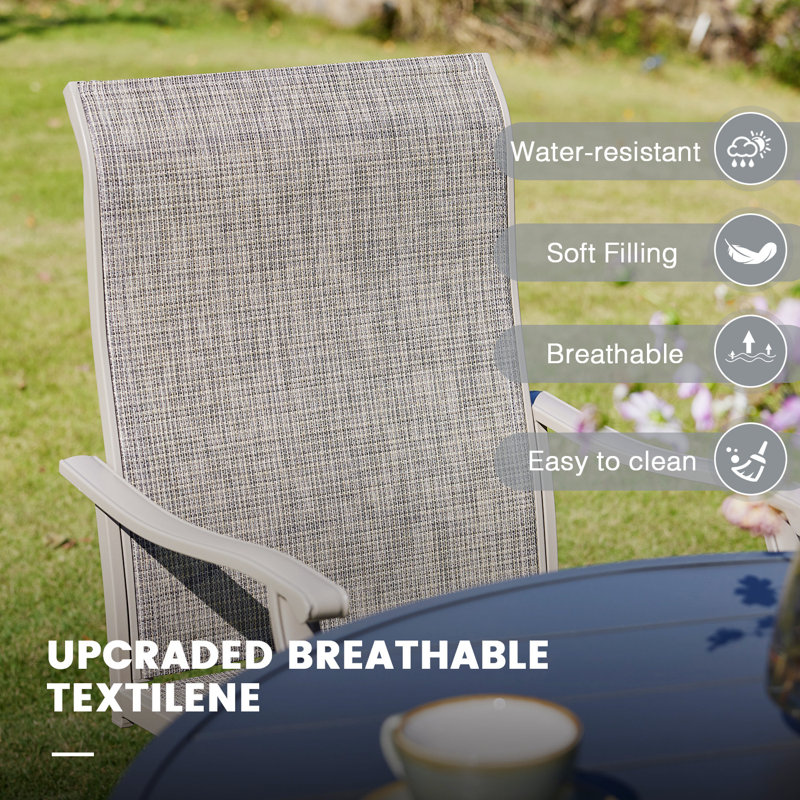 Nectarie Round 8 - Person 54'' L Outdoor Patio Dining Set with 8 Swivel PVC-Coated Polyester Chairs
