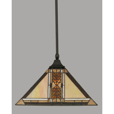 Stem Hung Pendant Square Fitter With 14" Santa Cruz Art Glass