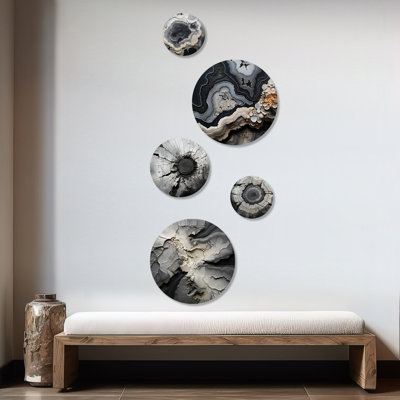 Geode de pierre brisée Minimalisme - Pierre spirituelle, ensemble d'art mural rond en pierre spirituelle