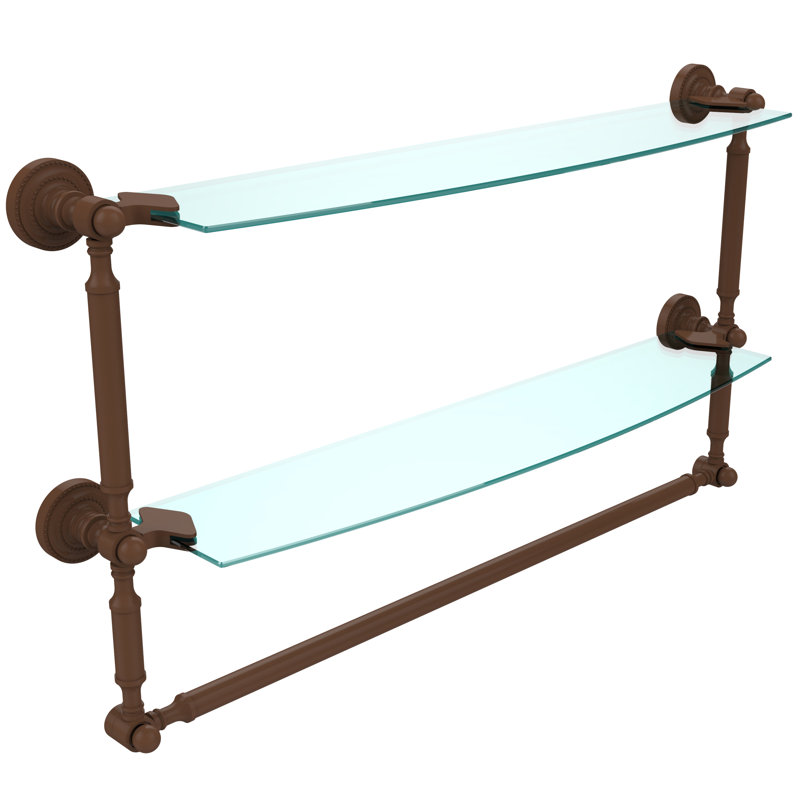 Marchmont 2 Piece Tiered Shelf with Towel Bar, 15" H x 28" W x 6.1" D, Antique Bronze