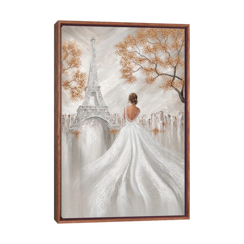 Eiffel Elegance, Paris Flair, Classic Wood Floater Framed, 26'' H x 18'' W