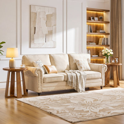 Ensemble de 2 tables de bout rondes en bois massif 23,62 po avec pieds géométriques