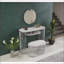 Repose-pieds, tissu beige moderne avec pieds chromés argentés | Compact pour le salon, la chambre à coucher | Cadre en métal-2050318623