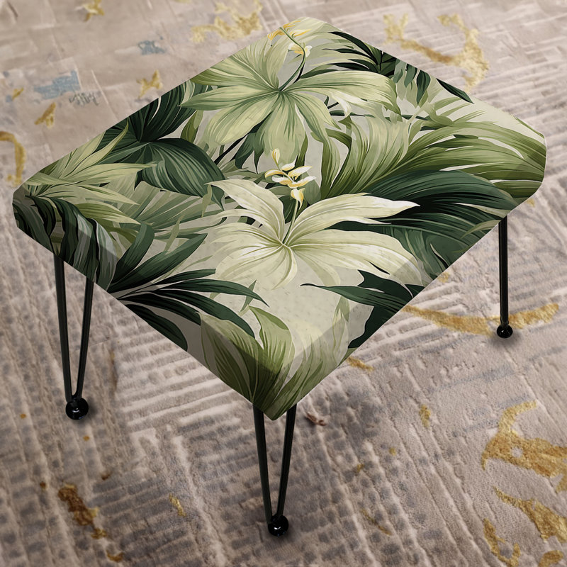 Neutral Tropics Tropical Pattern - Tropical Rectangle Ottoman