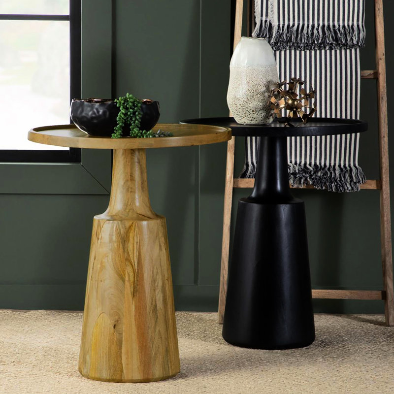 Table en bois de manguier 27 lb, teint noir, 20 x 20 x 24, teinture décorative rustique, 20 po de largeur x 24 po de hauteur