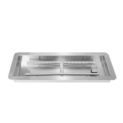 36 x 12 Inch Rectangular Drop-In Fire Pit Pan Kit with H-Burner, 150,000 BTU Stainless Steel Burner System for Natural or Propane Gas