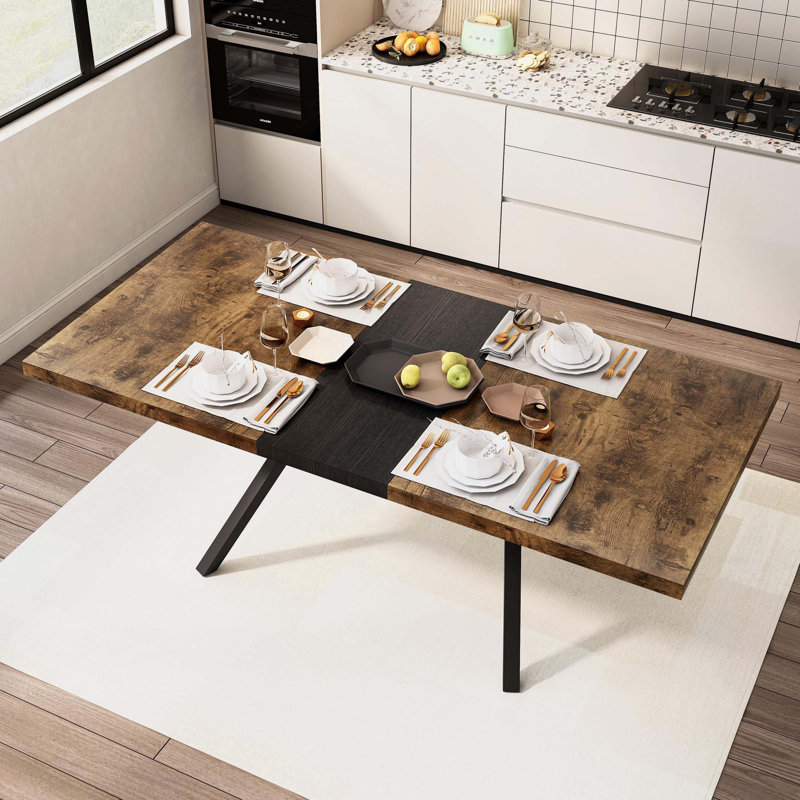 Mona Rectangular 78.74'' L x 35.43'' W Stretch Dining Table, Brown