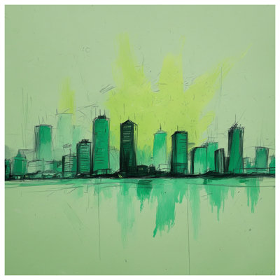 Green City Skyline Quilted Bedspread All Sizes