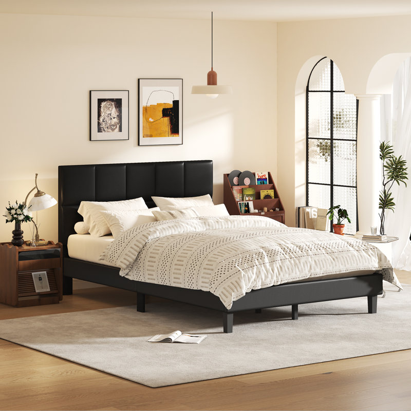 Leather Platform Bed, Full 