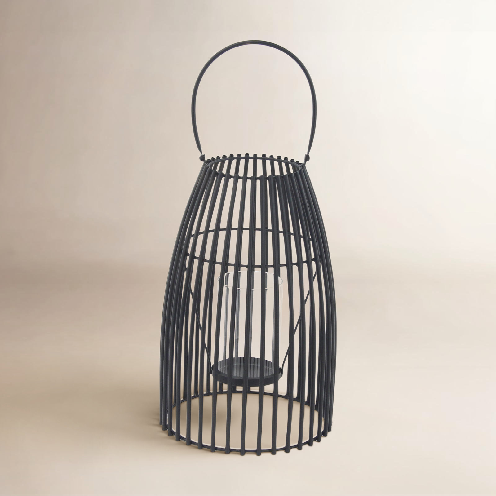 Enya Metal Lantern Candle Holder, Black, 16" H x 9" W x 9" D
