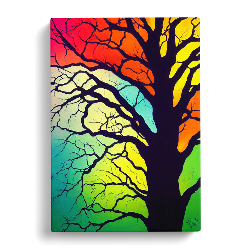 Colourful Abstract Tree No.6 - Wall Art, Wrapped Canvas, 50cm H x 35cm W x 3cm D, No Matte