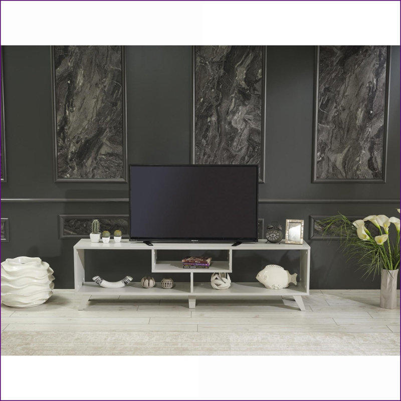 TV Furniture: FurnisHome Parma Mid Century Modern 67 Inch Open Shelving TV Stand, Grey | Fits Up to 67-Inch TVs