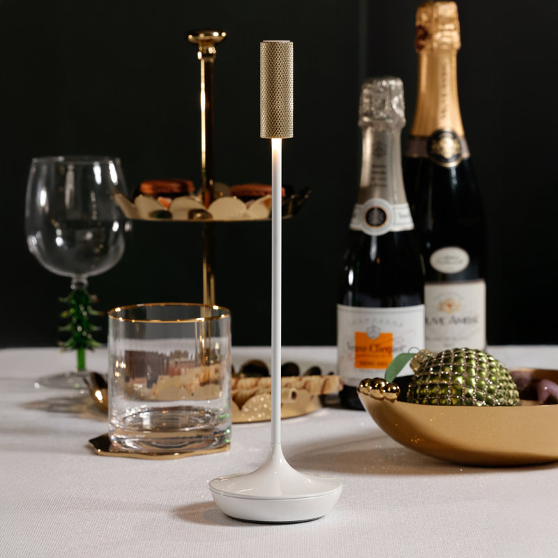 Sleek Rechargeable Table Light, White with Gold