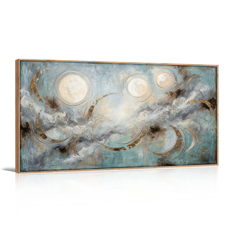 Ensemble de 1 tableau sur toile « Nuage et Lune », L 40 po x H 20 po, Naturel