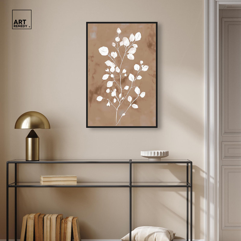 «White Botanical II», impression sur toile rustique par Art Remedy, cadre noir, 20 x 30, H 31 po x l 21 po, Cadre noir