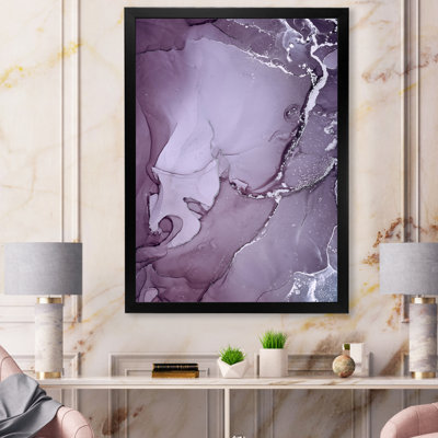 Purple And Grey Marble Ink Clouds I - Abstract Canvas Wall Decor