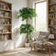 Ficus artificiel 6 pi en pot blanc pour décor intérieur extérieur couvert, 1pc / ensemble