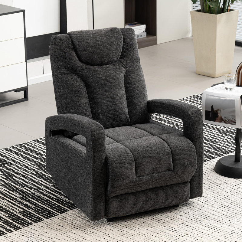 Berdean Upholstered Pushback Manual Recliner, Dark Gray