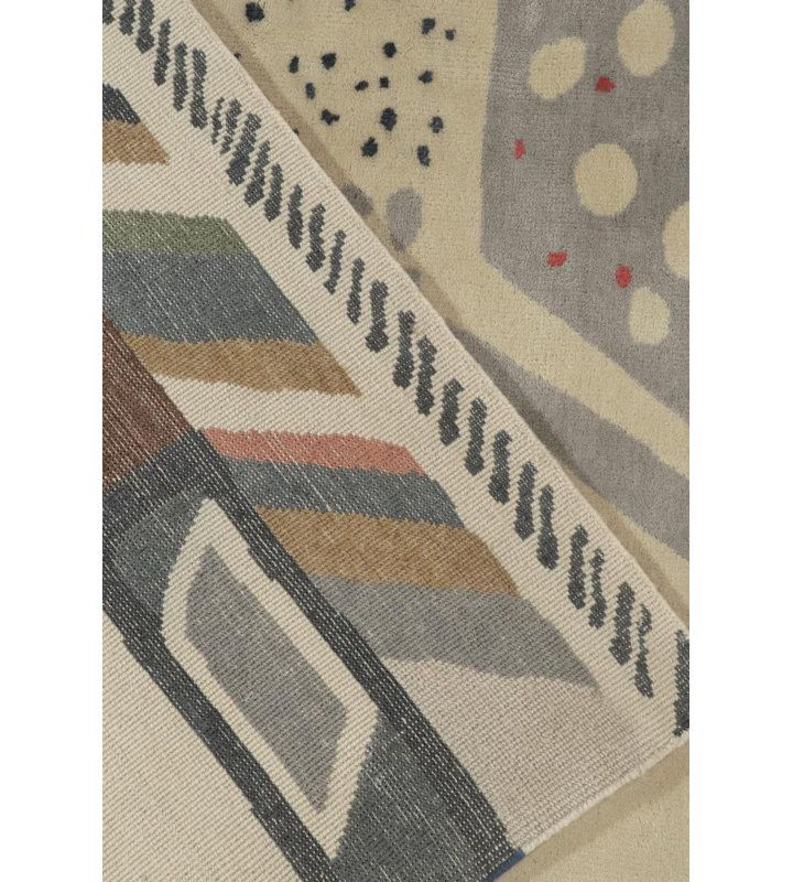 Scandinavian Hand Knotted Wool Geometric Area Rug, Rectangle 12' x 15'
