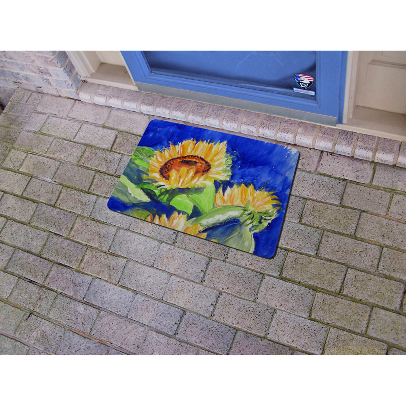 Tapis d'entrée / extérieur antidérapant Jed Sunflower, Rectangle 1 pi 6 po x 2 pi 2 po