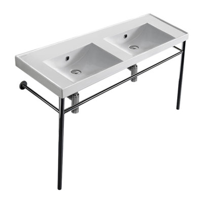 Scarabeo by Nameeks ML 18.5 " 48 " Tall Ceramic Rectangular Bathroom Sink and Overflow Hole