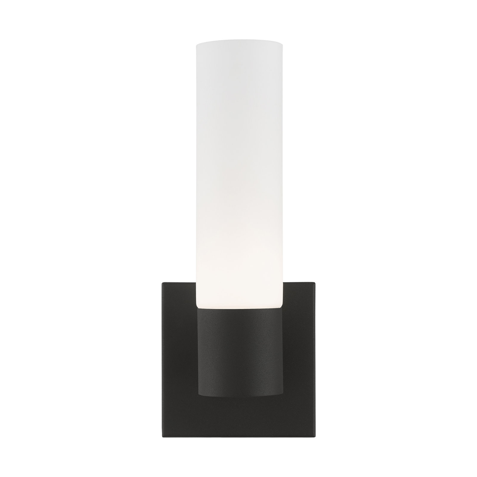 Fulton Single Light Glass Dimmable Armed Sconce, Textured Black