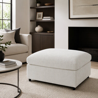 Ensemble de canapé modulaire 3 pièces, 2 places + 1 place + repose-pieds mobile, canapé en chenille avec structure en bois massif, comprend 2 coussins décoratifs, ensemble de salon moderne à assise profonde