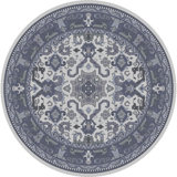 Zeus Oriental Area Rug in Navy/Light Gray/Ivory