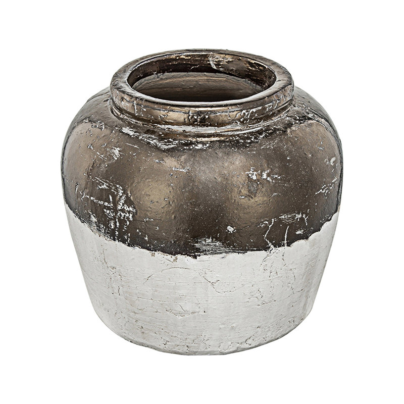 Round Ceramic Accent Vase, 11" H x 13" W x 13" D