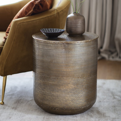 Delphine Embossed Metal Side Table