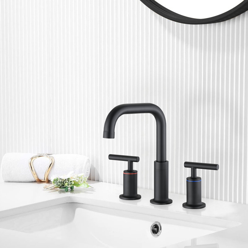 2-handle Bathroom Faucet with Drain Assembly, Matte Black