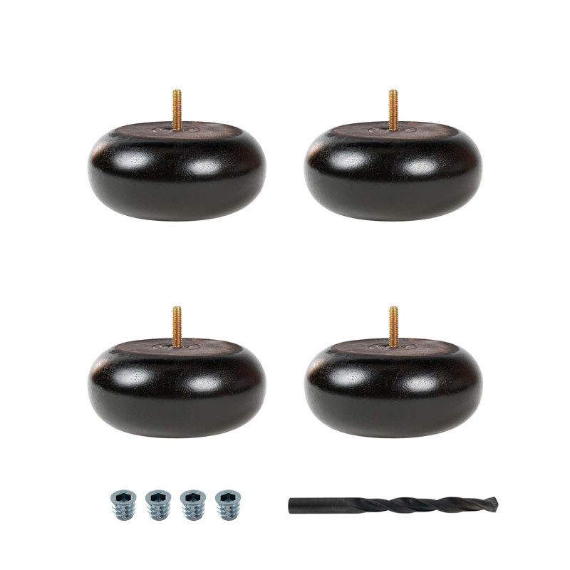 2 1/2 po X 5-1 / 2 Pieds de chignon ronds en bois massif espresso teint (paquet de 4), Espresso