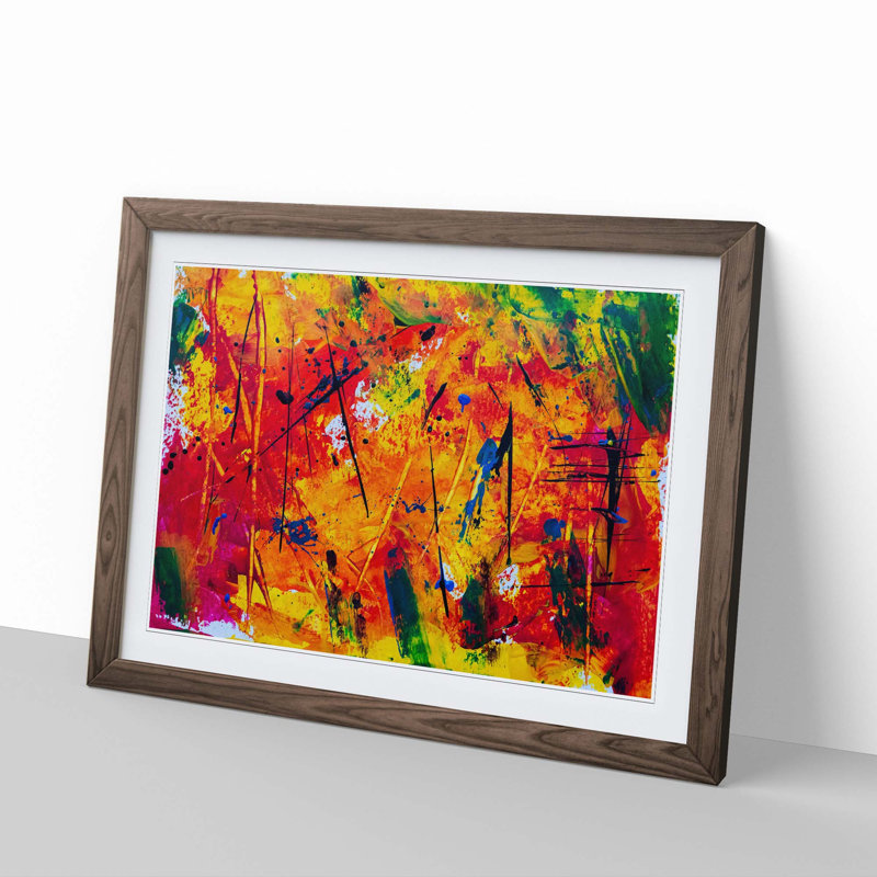 Abstract Art Painting Vol.466 by S.Johnson - Picture Frame Painting Print, Walnut Framed, 36cm H x 48cm W x 2cm D