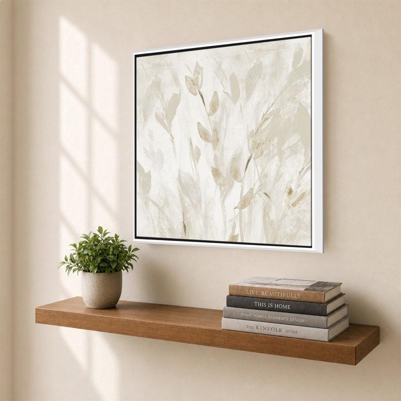 «Misty Taupe Leaves II» par Lanie Loreth - impression sur toile, 40" H x 40" W, White