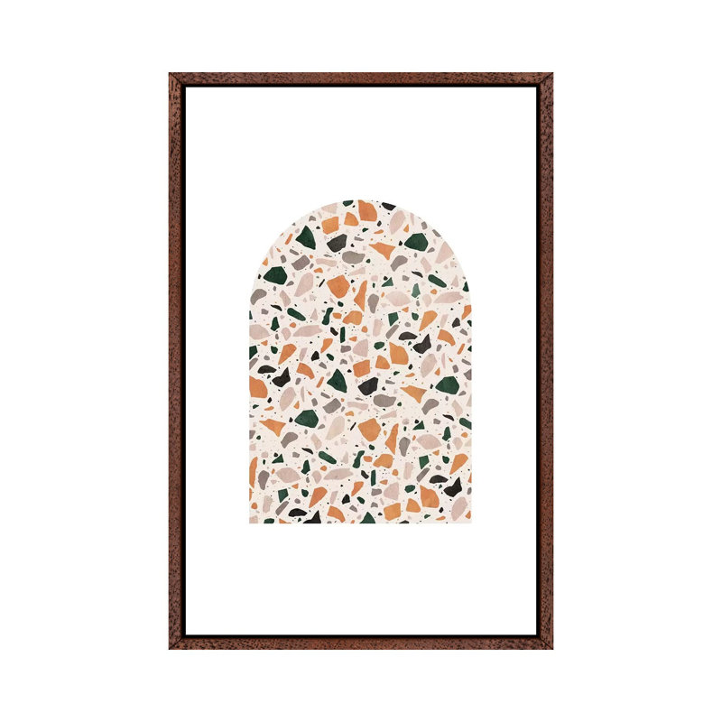Terrazzo Marble Art by Whales Way - Painting on Canvas, 101.6cm H x 66.04cm W x 3.81cm D, Classic Brown Wood Framed