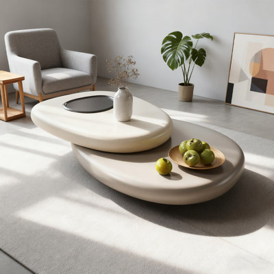 Table basse moderne en bois manufacturé blanc
