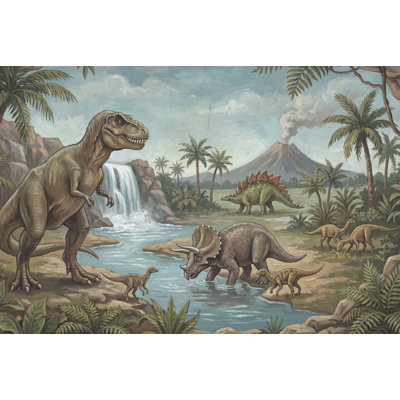 Papier peint amovible de cascade de dinosaures