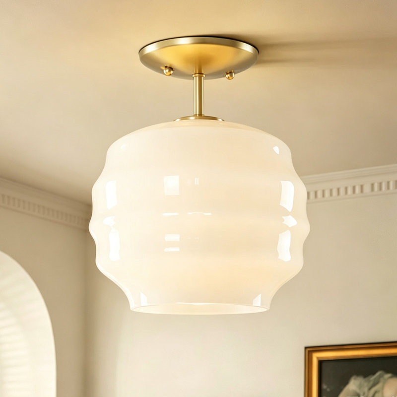Layla 1- Light Flush Mount with Beehive Glass
