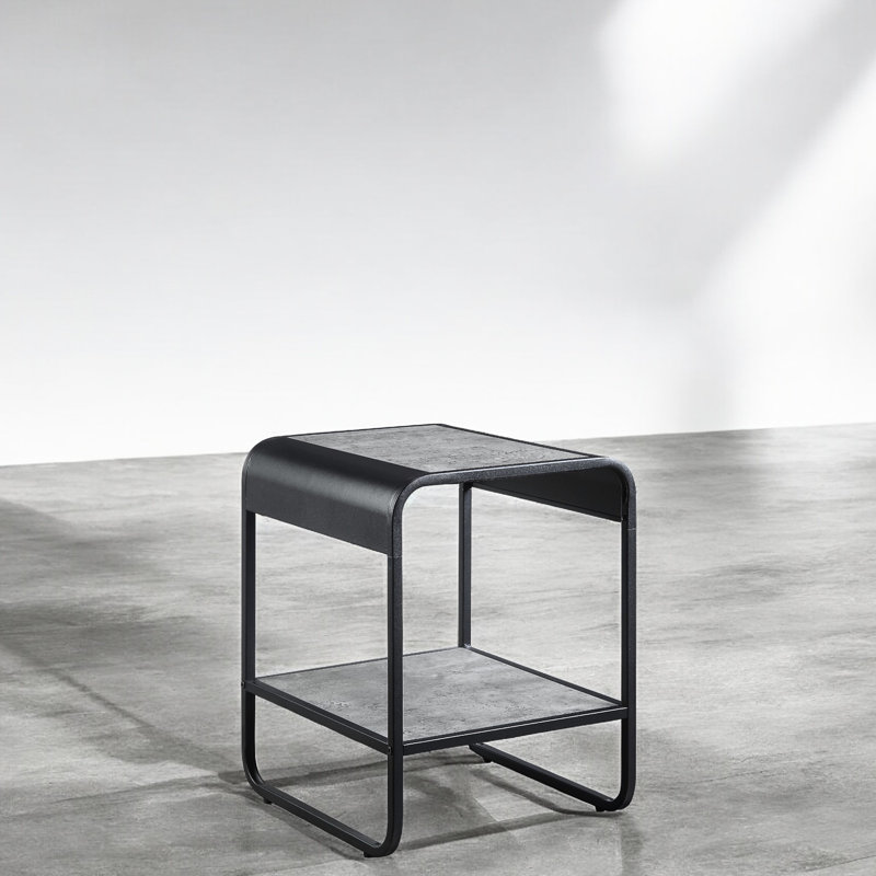 Sleek Concrete Gray And Black End Table For Contemporary Home Styles Stylish With Finish